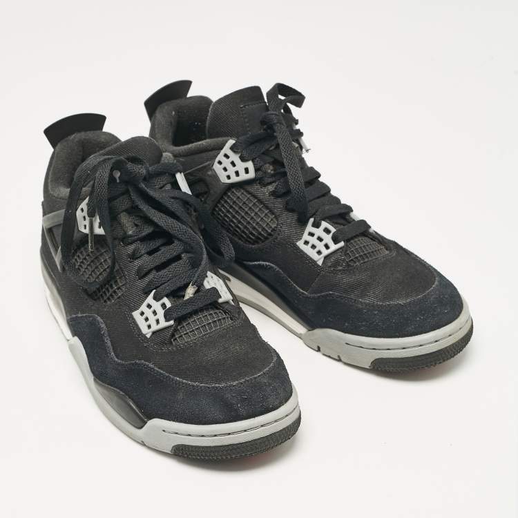 Pre Owned Air Jordans Black Canvas Jordan 4 Retro SE Sneakers Size 41