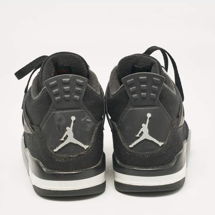 Pre Owned Air Jordans Black Canvas Jordan 4 Retro SE Sneakers Size 41