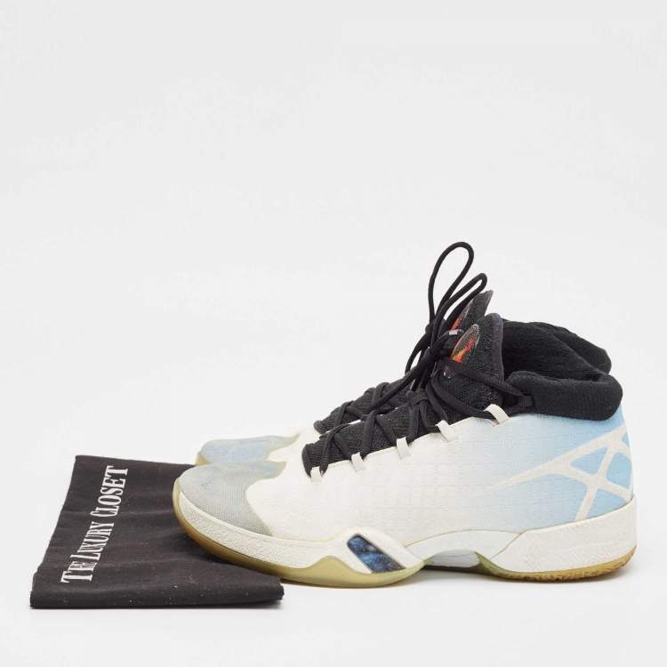 Pre Owned Air Jordans Blue/White Fabric Jordan XXX UNC Sneakers Size 43
