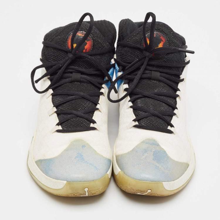 Pre Owned Air Jordans Blue/White Fabric Jordan XXX UNC Sneakers Size 43