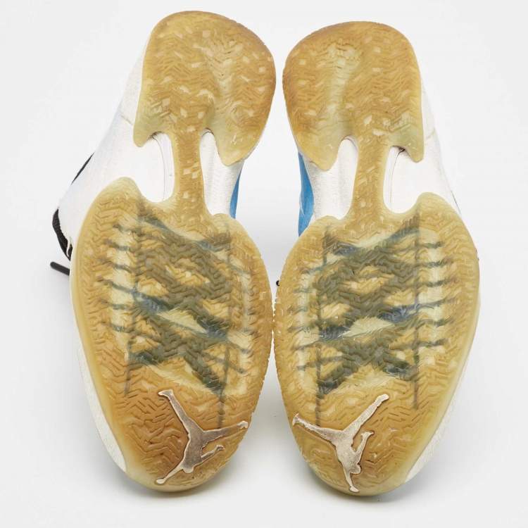 Pre Owned Air Jordans Blue/White Fabric Jordan XXX UNC Sneakers Size 43