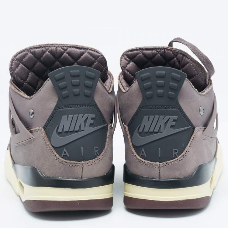 Pre Owned Air Jordans Brown Nubuck Leather Jordan 4 "A Ma Maniére Sneakers Size 44