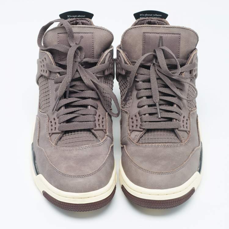 Pre Owned Air Jordans Brown Nubuck Leather Jordan 4 "A Ma Maniére Sneakers Size 44