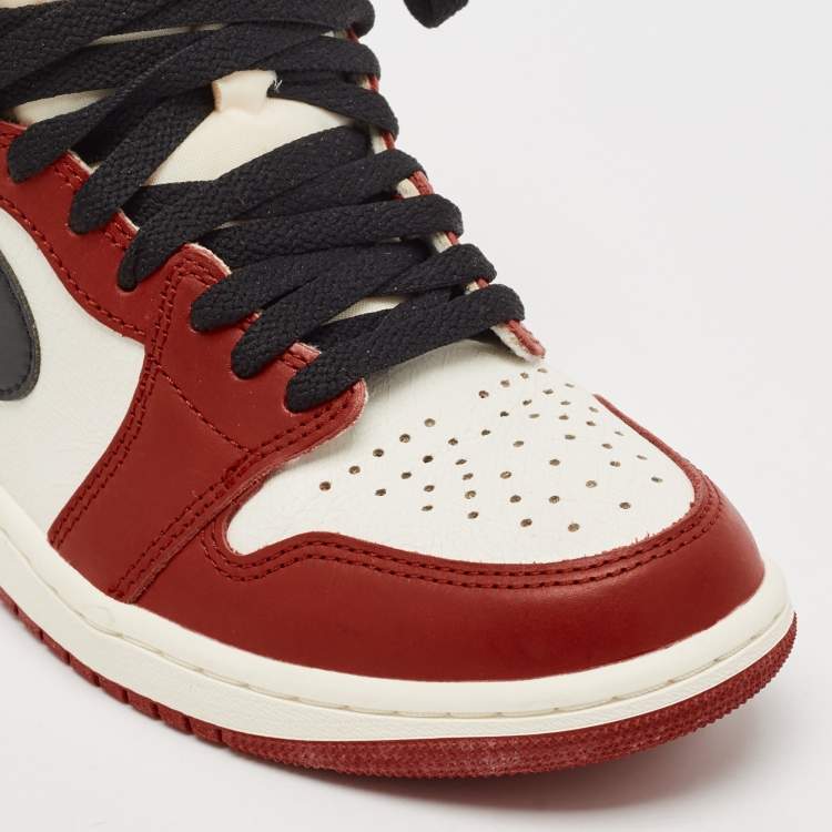 Pre Owned Air jordan Red/Black Leather 1Retro High Shattered Sneakers Size 40