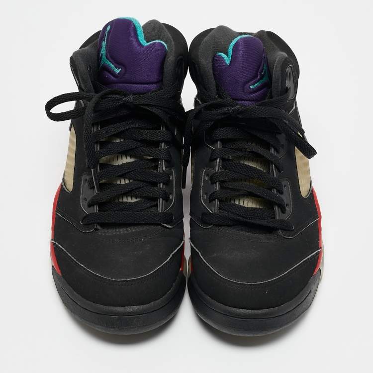 Pre Owned Jordan Black Nubuck Leather Air Jordan 5 Retro Supreme High Top Sneakers Size 40