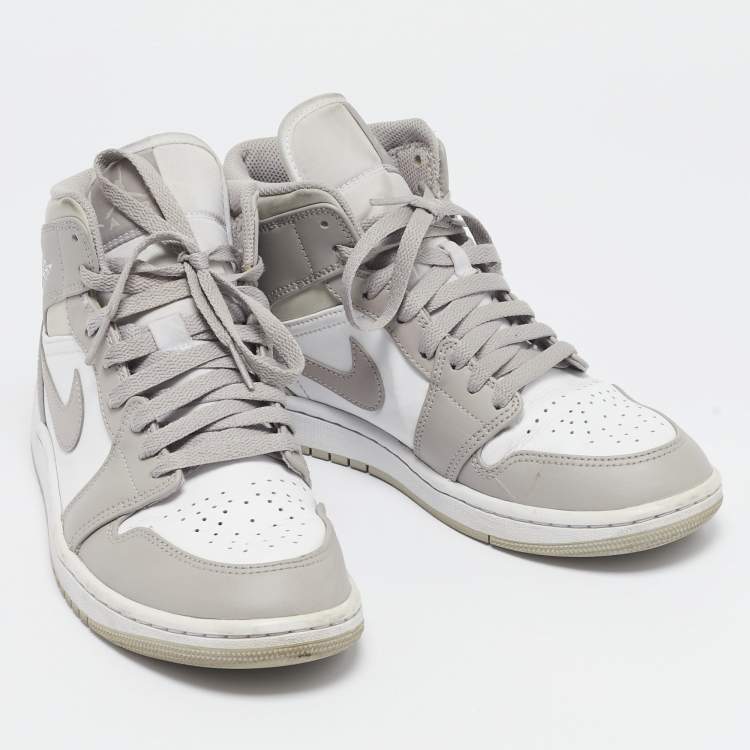 Pre Owned Air Jordans Multicolor Leather Jordan 1 Mid Desert Sand High Top Sneakers Size 40