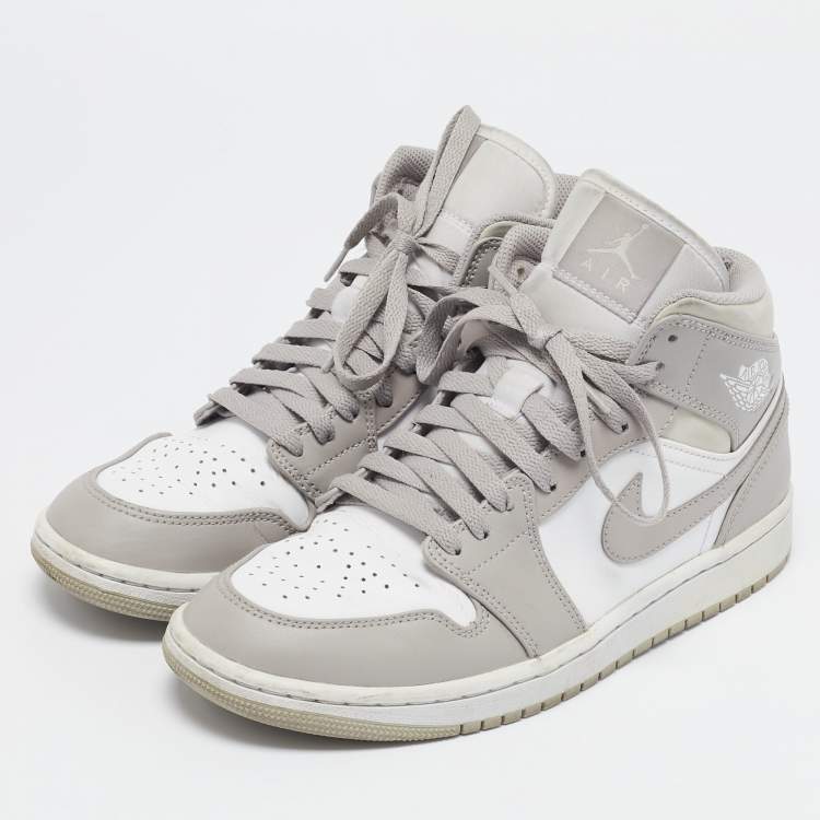 Pre Owned Air Jordans Multicolor Leather Jordan 1 Mid Desert Sand High Top Sneakers Size 40