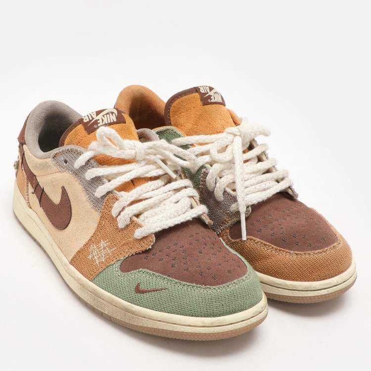 Pre Owned Air Jordans X Zion Williamson Multicolor Canvas and Suede Air Jordan 1 Voodoo Sneakers Size 40.5