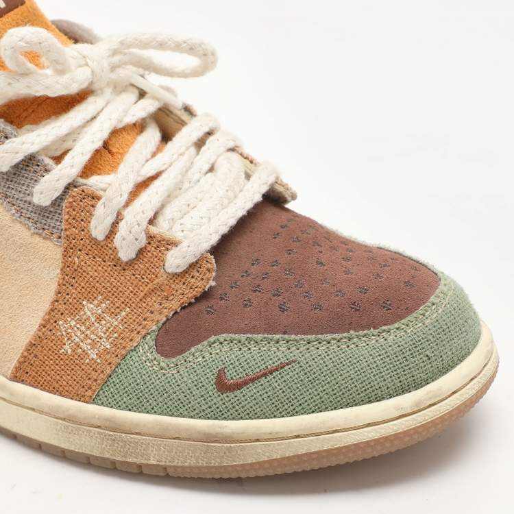 Pre Owned Air Jordans X Zion Williamson Multicolor Canvas and Suede Air Jordan 1 Voodoo Sneakers Size 40.5