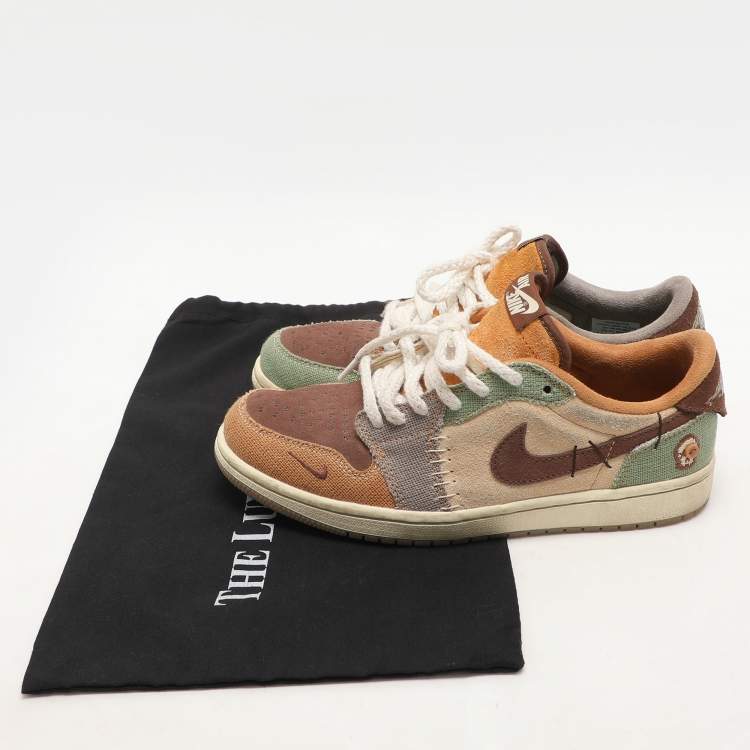 Pre Owned Air Jordans X Zion Williamson Multicolor Canvas and Suede Air Jordan 1 Voodoo Sneakers Size 40.5