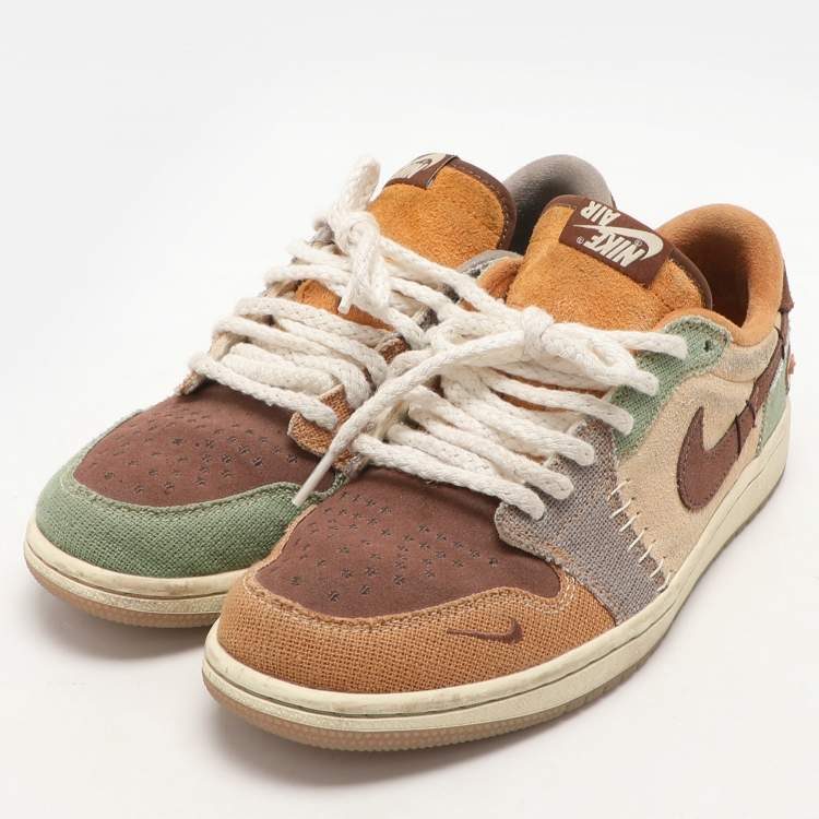 Pre Owned Air Jordans X Zion Williamson Multicolor Canvas and Suede Air Jordan 1 Voodoo Sneakers Size 40.5