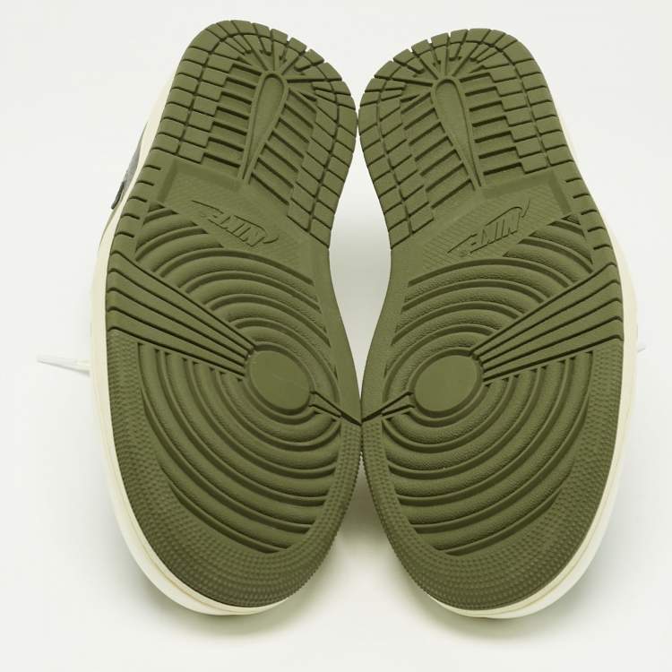 Pre Owned Air Jordans Multicolor Nubuck and Leather Jordan 1 Retro Low OG SP Travis Scott Medium Olive Sneakers Size 46