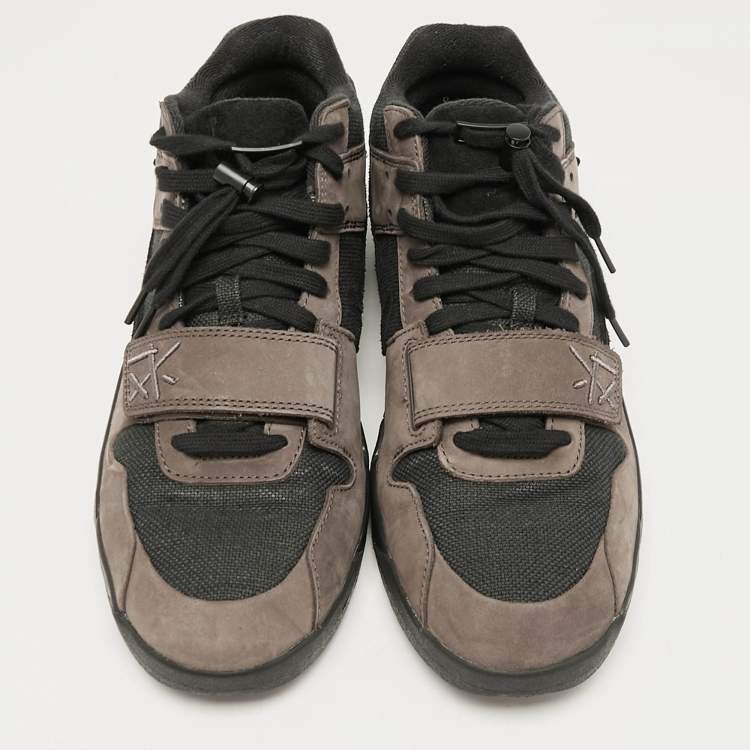 Pre Owned Air Jordans Brown/Black Suede and Canvas Jordan Jumpman Jack TR Travis Scott Dark Mocha Sneakers Size 46