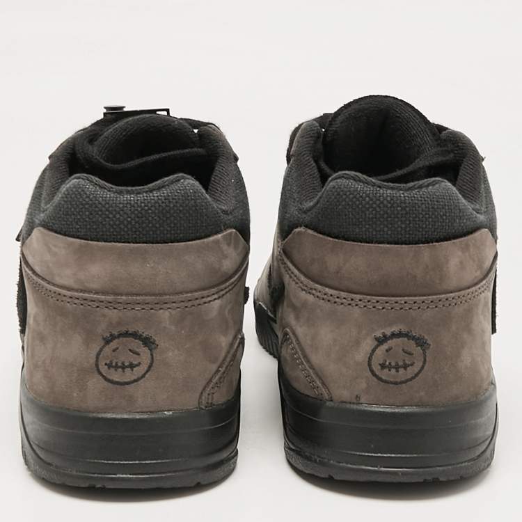Pre Owned Air Jordans Brown/Black Suede and Canvas Jordan Jumpman Jack TR Travis Scott Dark Mocha Sneakers Size 46