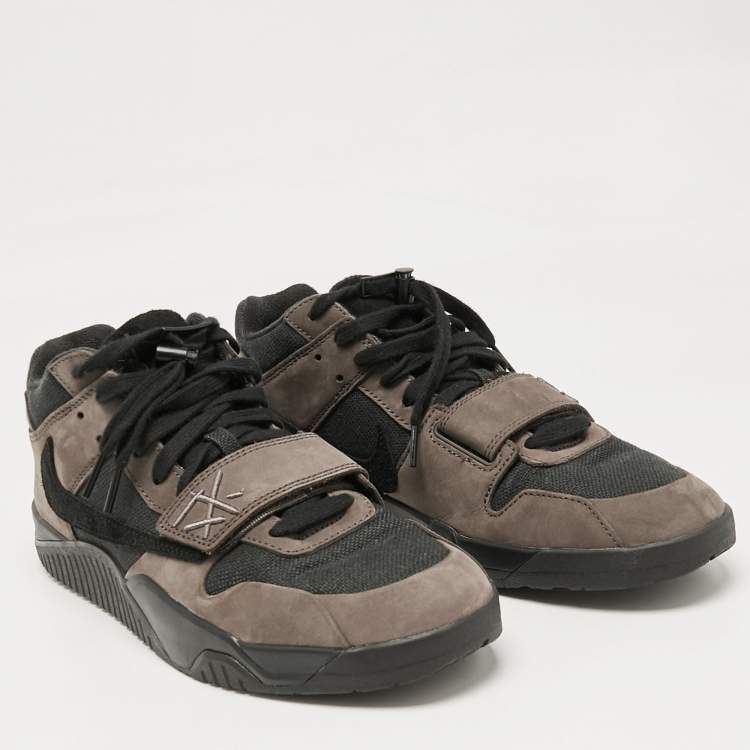Pre Owned Air Jordans Brown/Black Suede and Canvas Jordan Jumpman Jack TR Travis Scott Dark Mocha Sneakers Size 46