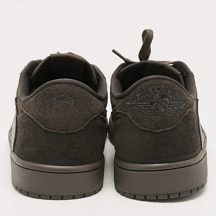 Pre Owned Air Jordans Brown Suede and Leather Jordan 1 Retro Low OG SP Travis Scott Velvet Brown Sneakers Size 46