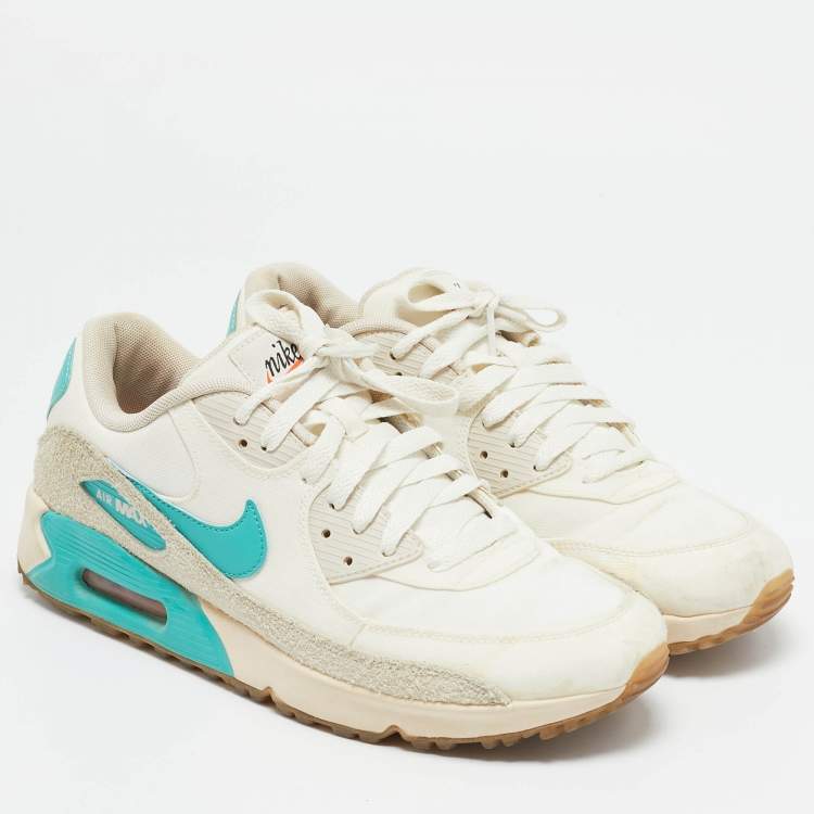 مملوكة مسبقًا Air Jordans Cream Canvas and Suede Max 90 Golf Lace Up Sneakers Size 41