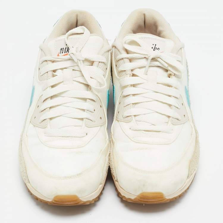 مملوكة مسبقًا Air Jordans Cream Canvas and Suede Max 90 Golf Lace Up Sneakers Size 41