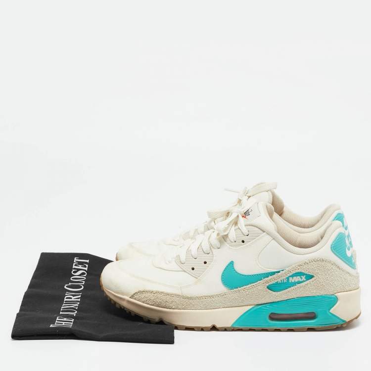 مملوكة مسبقًا Air Jordans Cream Canvas and Suede Max 90 Golf Lace Up Sneakers Size 41