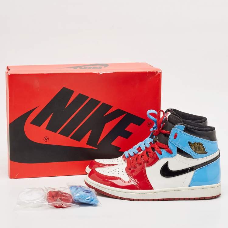 Pre Owned Air Jordans Multicolor Patent Air Jordan 1 High OG  Fearless Lace Up Sneakers Size 42.5