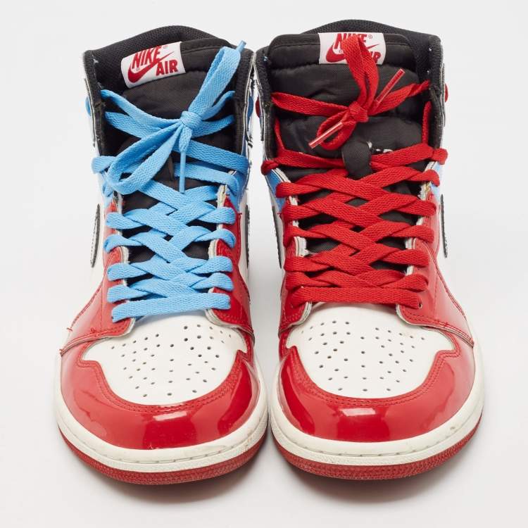 Pre Owned Air Jordans Multicolor Patent Air Jordan 1 High OG  Fearless Lace Up Sneakers Size 42.5