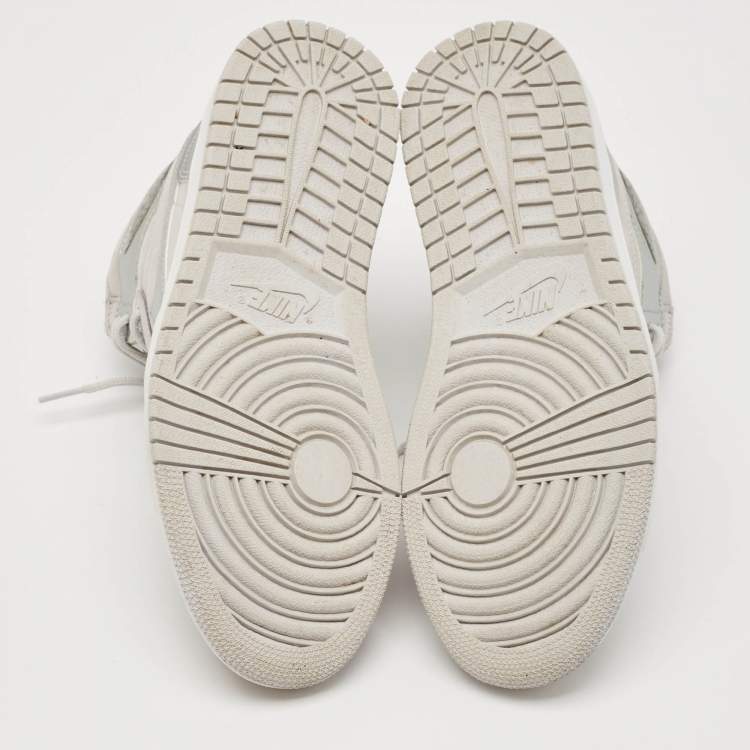 Pre Owned Air Jordans Silver/Grey Leather Air Jordan 1  CO.JP High Top Sneakers Size 40.5 