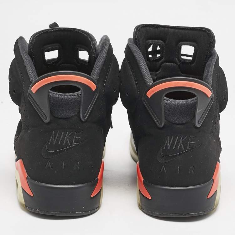 Pre Owned Air Jordan Black Nubuck Leather Jordan 6 Retro Infrared High Top Sneakers Size 44.5