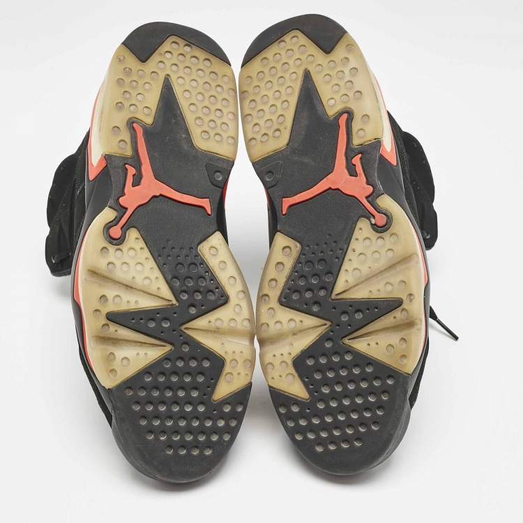Pre Owned Air Jordan Black Nubuck Leather Jordan 6 Retro Infrared High Top Sneakers Size 44.5