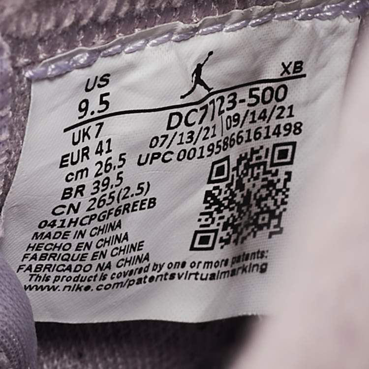 Pre Owned Air Jordans Purple/Grey Fabric and Leather Air Jordan 1 High Top Sneakers Size 41