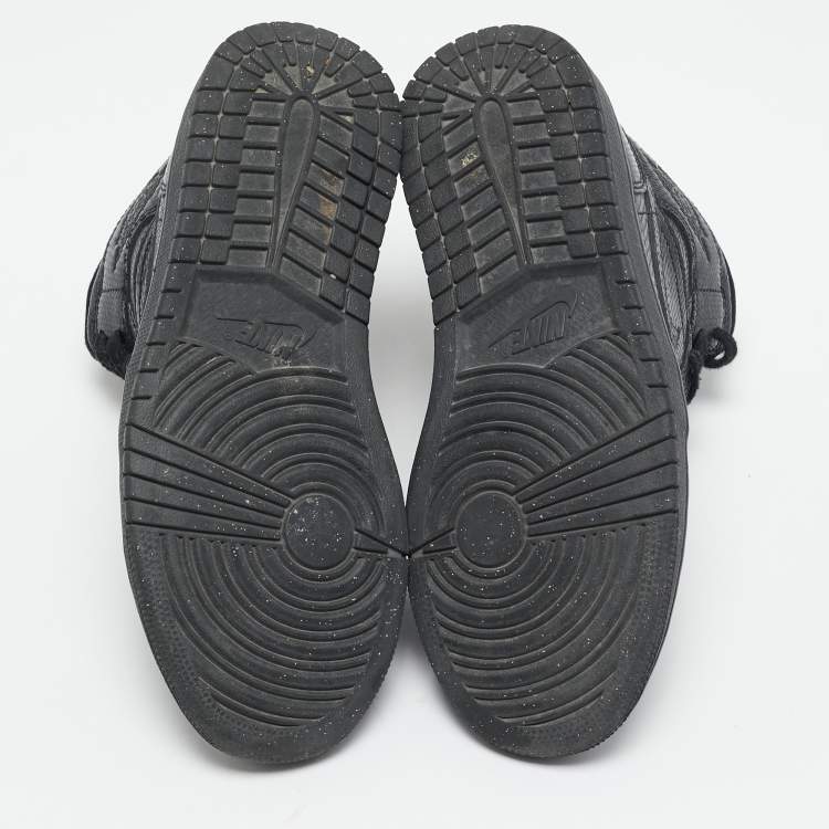 Pre Owned Air Jordans Black Snakeskin Embossed Leather Air Jordan 1 High Top Sneakers Size 40