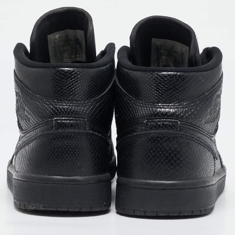 Pre Owned Air Jordans Black Snakeskin Embossed Leather Air Jordan 1 High Top Sneakers Size 40
