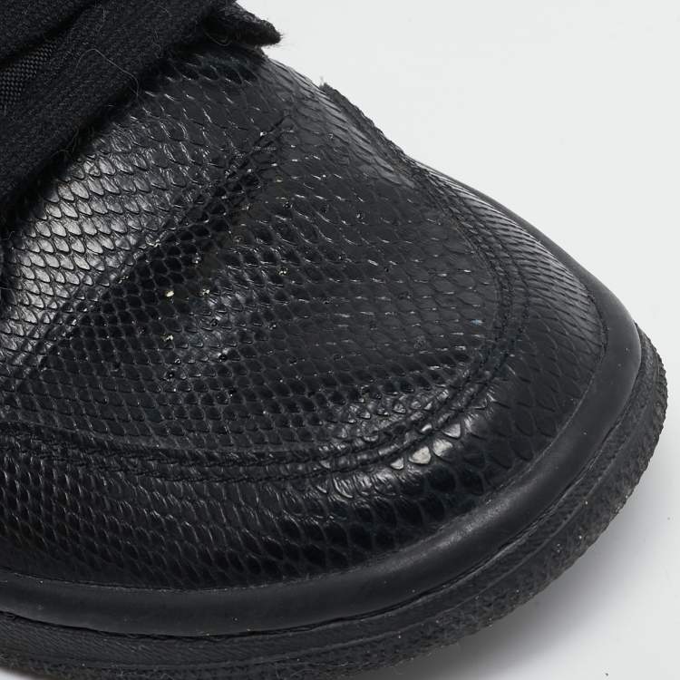 Pre Owned Air Jordans Black Snakeskin Embossed Leather Air Jordan 1 High Top Sneakers Size 40