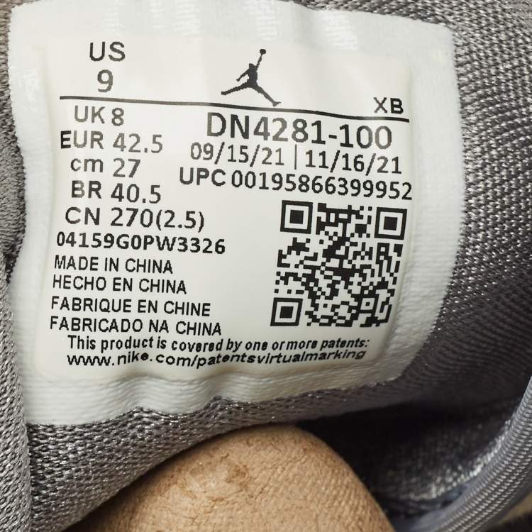 Pre Owned Air Jordans Grey/Beige Suede and Canvas Jordan 1 Mid SE Coconut Milk Particle Grey Sneakers Size 42.5
