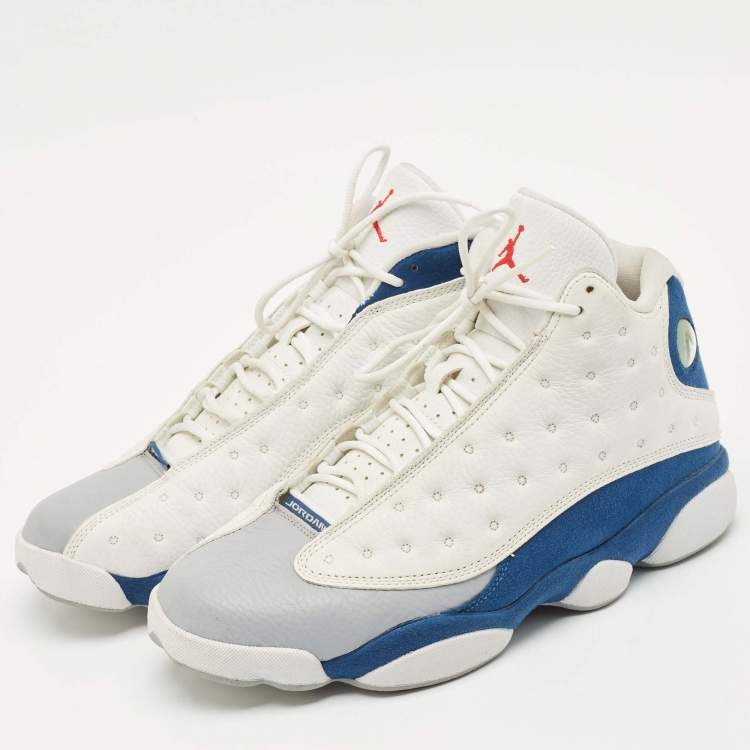 Pre Owned Air Jordans Multicolor Leather and Durabuck Jordan 13 Retro French Blue Sneakers Size 45