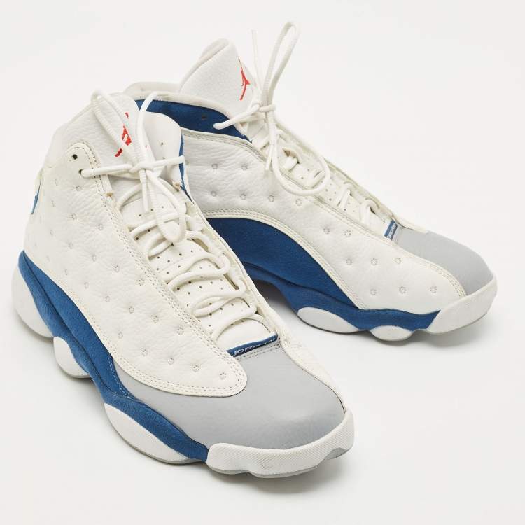 Pre Owned Air Jordans Multicolor Leather and Durabuck Jordan 13 Retro French Blue Sneakers Size 45