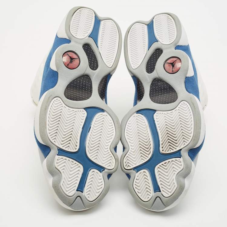 Pre Owned Air Jordans Multicolor Leather and Durabuck Jordan 13 Retro French Blue Sneakers Size 45