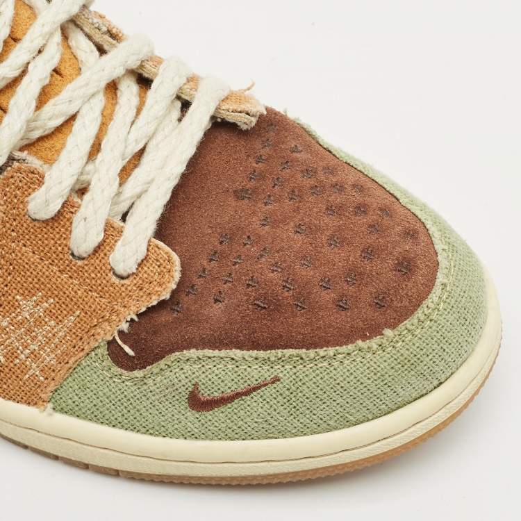 Pre Owned Air Jordans Multicolor Suede and Canvas Jordan 1 Retro Low OG Zion Williamson Voodoo Sneakers Size 41