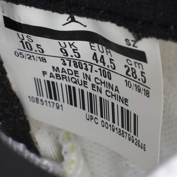 Pre Owned Air Jordan White/Black Patent And Canvas Jordan-11-Retro High Top Sneakers Size  44.5