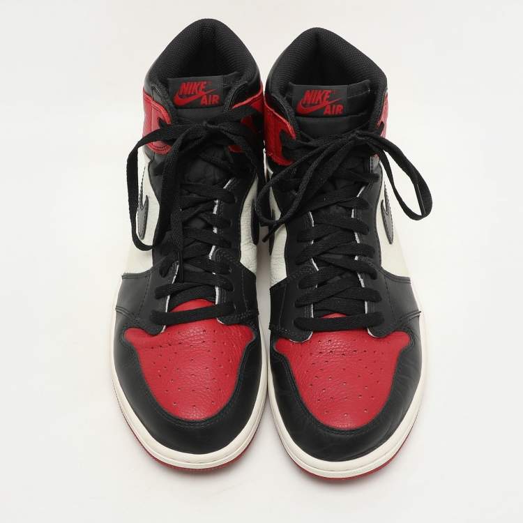 Pre Owned Air Jordans Tricolor Leather Air Jordan 1 Retro High Top Sneakers Size 45