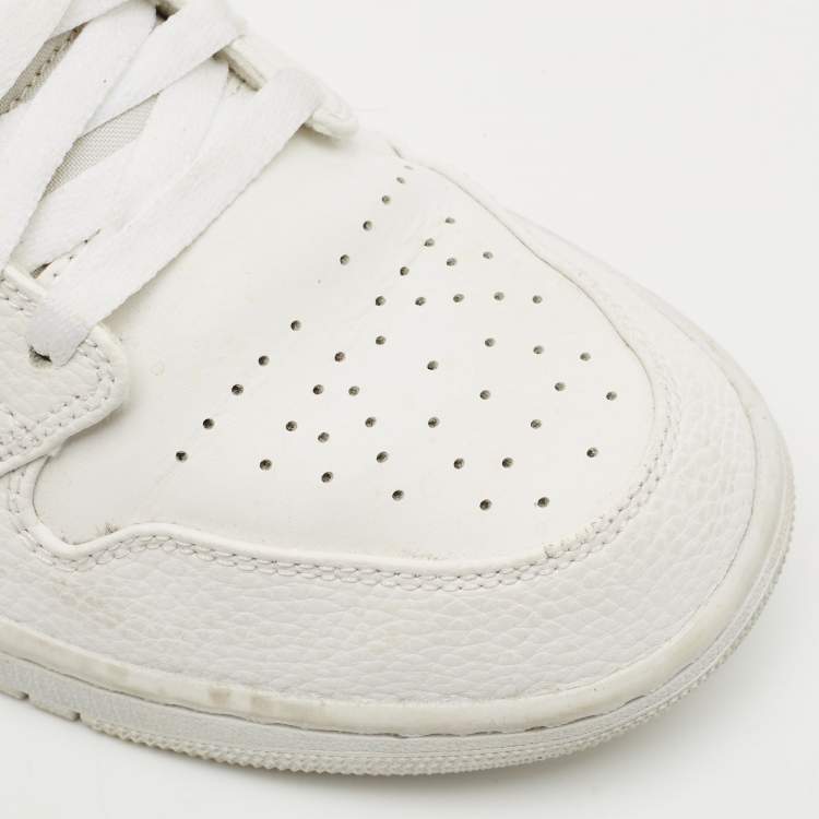 Pre Owned Air Jordans White Leather Jordan 1 Retro High OG Sneakers Size 45