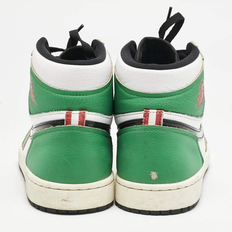 Pre Owned Air Jordans Green Leather 1 Retro High Zoom Sneakers Size 42.5