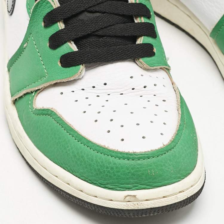 Pre Owned Air Jordans Green Leather 1 Retro High Zoom Sneakers Size 42.5
