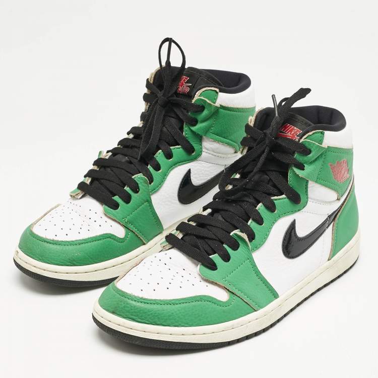 Pre Owned Air Jordans Green Leather 1 Retro High Zoom Sneakers Size 42.5