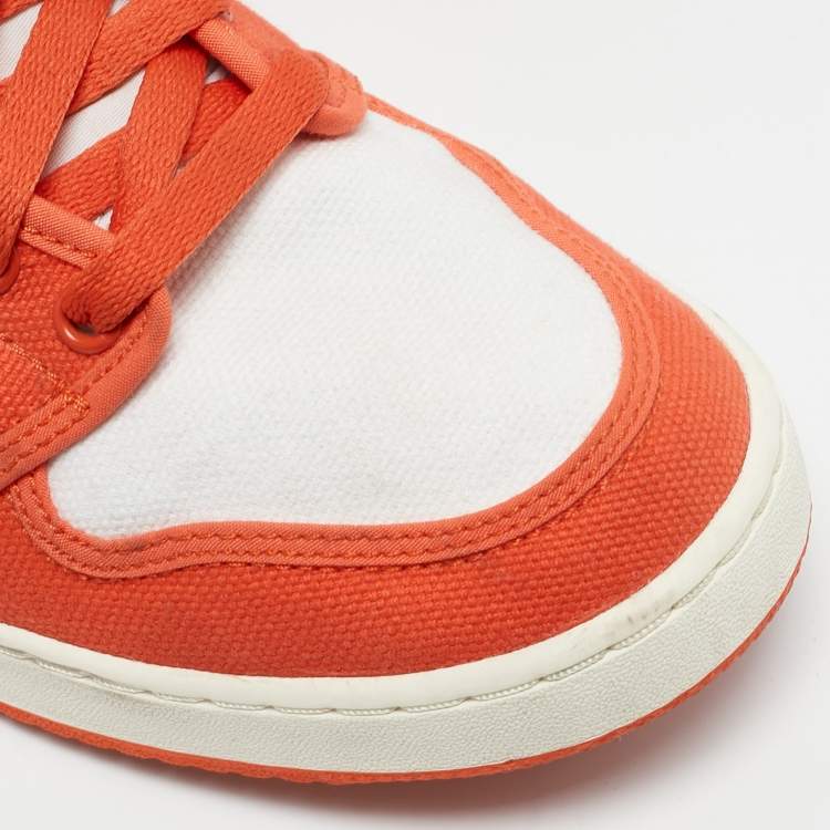 Pre Owned Air Jordans Orange Canvas and Leather Jordan 1 KO "Syracuse" High Top Sneakers Size 43