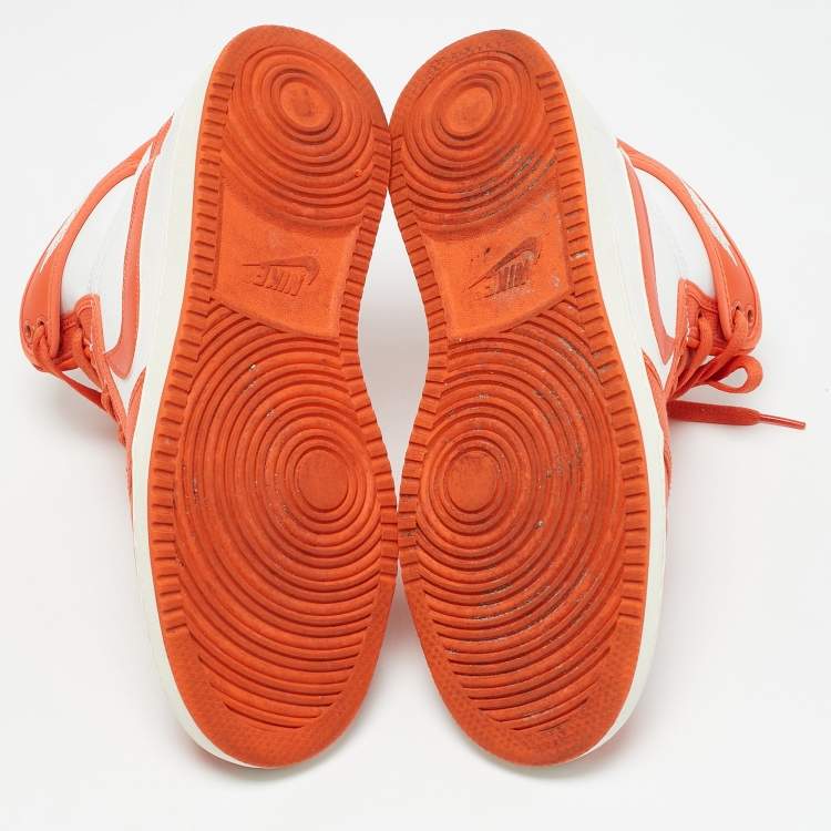 Pre Owned Air Jordans Orange Canvas and Leather Jordan 1 KO "Syracuse" High Top Sneakers Size 43