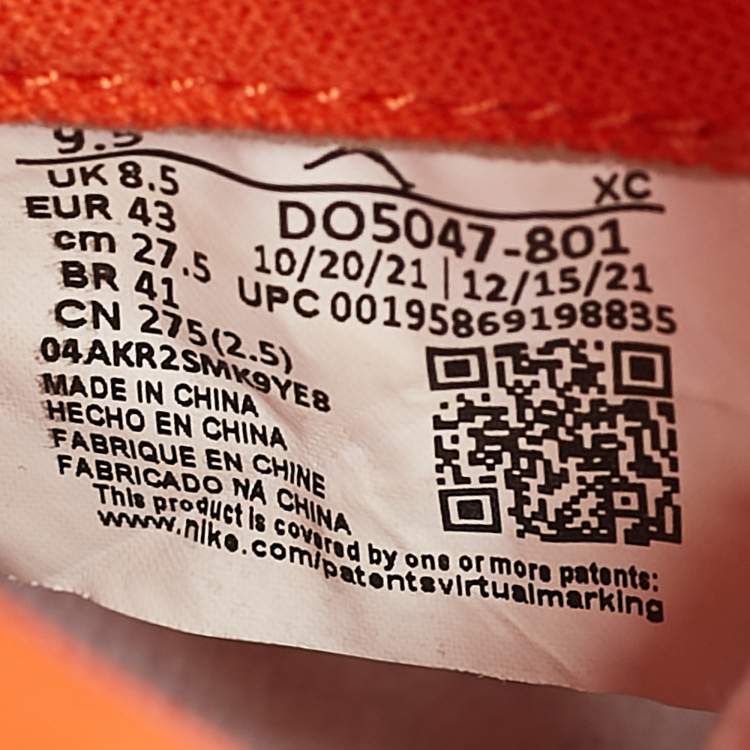 Pre Owned Air Jordans Orange Canvas and Leather Jordan 1 KO "Syracuse" High Top Sneakers Size 43