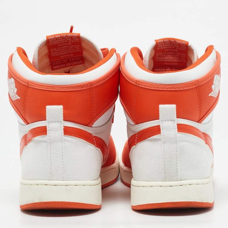 Pre Owned Air Jordans Orange Canvas and Leather Jordan 1 KO "Syracuse" High Top Sneakers Size 43