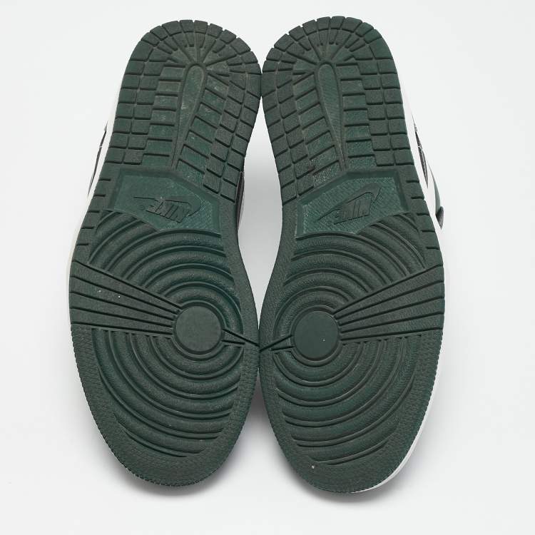Pre Owned Air Jordans Green/Black Leather Air Jordan 1 Low Top Sneakers Size 42