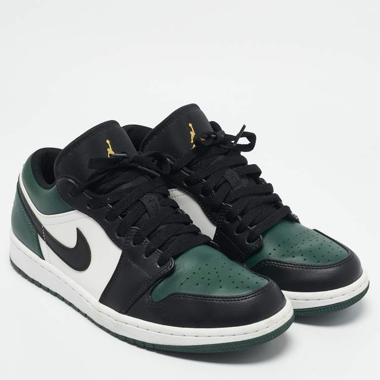 Pre Owned Air Jordans Green/Black Leather Air Jordan 1 Low Top Sneakers Size 42