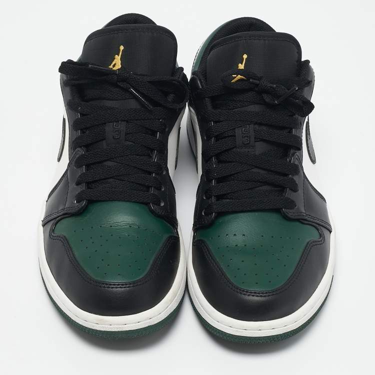 Pre Owned Air Jordans Green/Black Leather Air Jordan 1 Low Top Sneakers Size 42